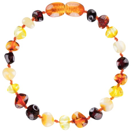 Children's 100% Genuine Baltic Amber Baroque Multi Colour Healing Anklet/Bracelet