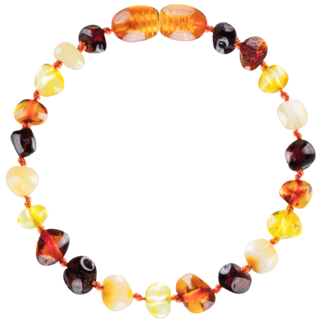 Children’s genuine multicolour baroque Baltic amber healing anklet or bracelet