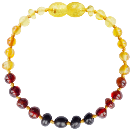 Children’s genuine rainbow baroque Baltic amber healing anklet or bracelet