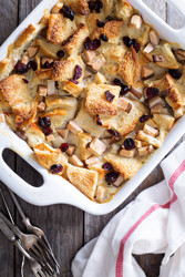 Pumpkin Pear Cranberry Bread Pudding