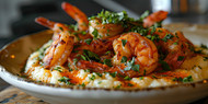 Shrimp & Grits with Jalapeno Olive Oil