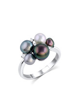 18K Tahitian & White South Sea Keshi Diamond Pearl Ring