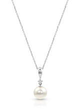 Classic 14KWG Akoya Cultured Pearl And Diamond Pendant