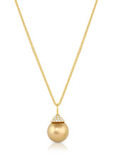 Elegant 18K Golden South Sea Pearl Pave Diamond Pendant