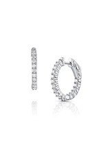 14K 4 Prongs Diamond Hoop Earrings 0.75" Diameter