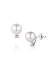 18K Akoya Cultured Pearl Diamond Simple Stud Earrings