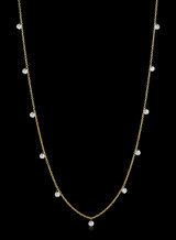 14K Yellow Gold Round Laser Drilled Diamond Necklace