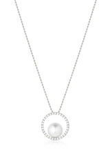 18K Diamond Akoya Cultured Pearl Circle Pendant