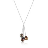Triple Tahitian Pearls Dangle Chain Necklace