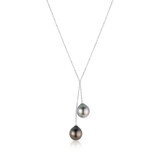 Double Tahitian Pearls Dangle Chain Necklace
