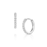 14K 4 Prongs Diamond Hoop Earrings 0.50" Diameter