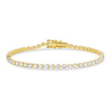 Yellow Gold 3 Prongs Tennis Diamond Bracelet