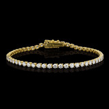 Yellow Gold 3 Prongs Tennis Diamond Bracelet