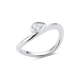14KWG Pear Shaped Gemstone Bezel Setting Stackable Ring