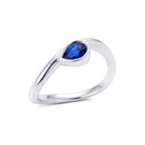 14KWG Pear Shaped Gemstone Bezel Setting Stackable Ring
