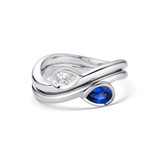 14KWG Pear Shaped Diamond & Sapphire Stackable Ring