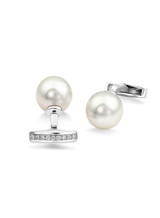 18K South Sea Cultured Pearl And Diamond Cufflinks