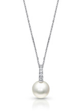 18K White South Sea Cultured Pearl And Pave Diamond Pendant