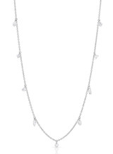 14K White Gold Mixed Laser Drilled Diamond Necklace