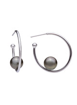 Sterling Silver Tahtian Pearl Hoop Earrings