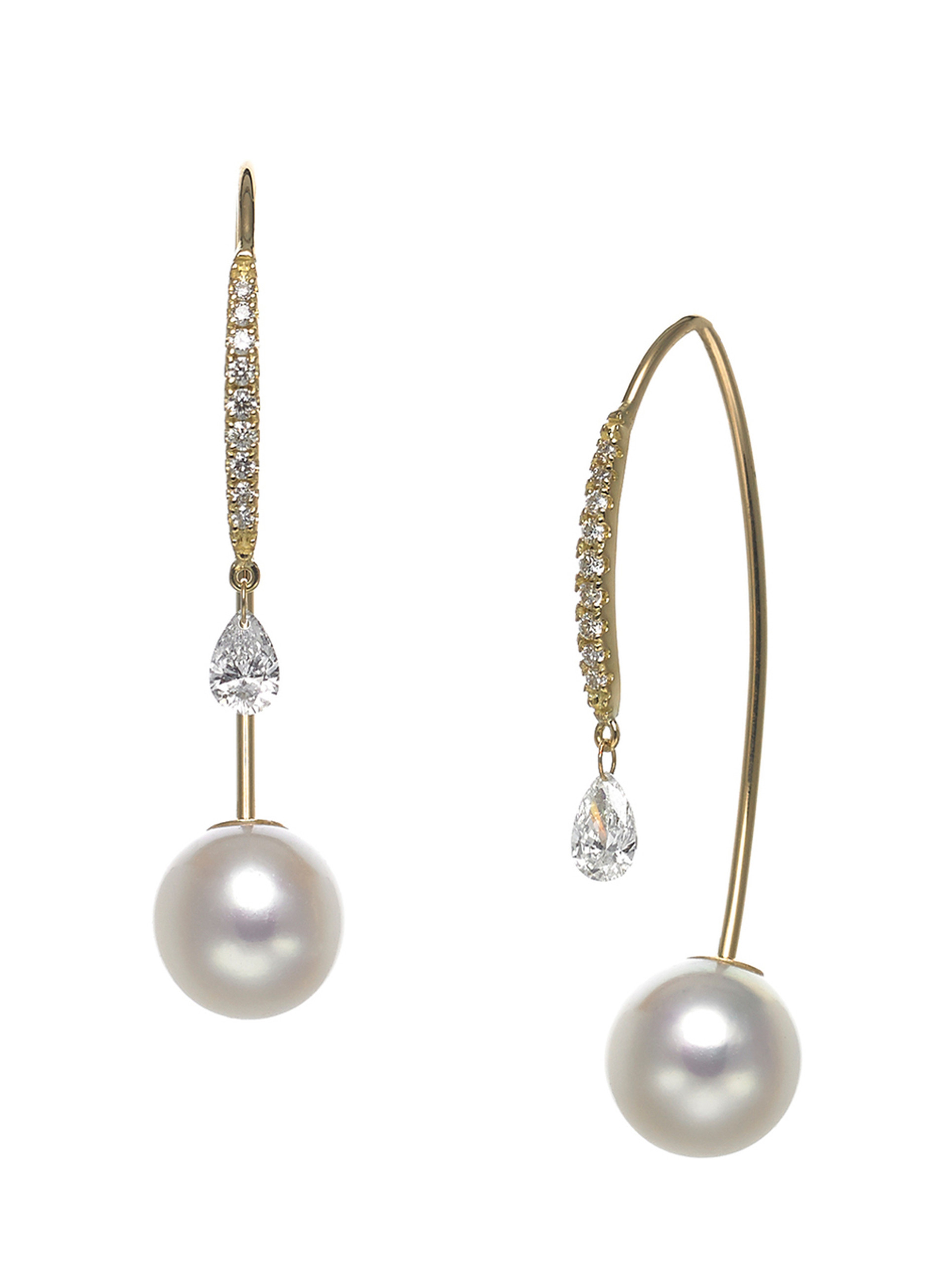 18KYG Akoya Cultured Pearl And Diamond Front To Back Earrings - Baggins ...