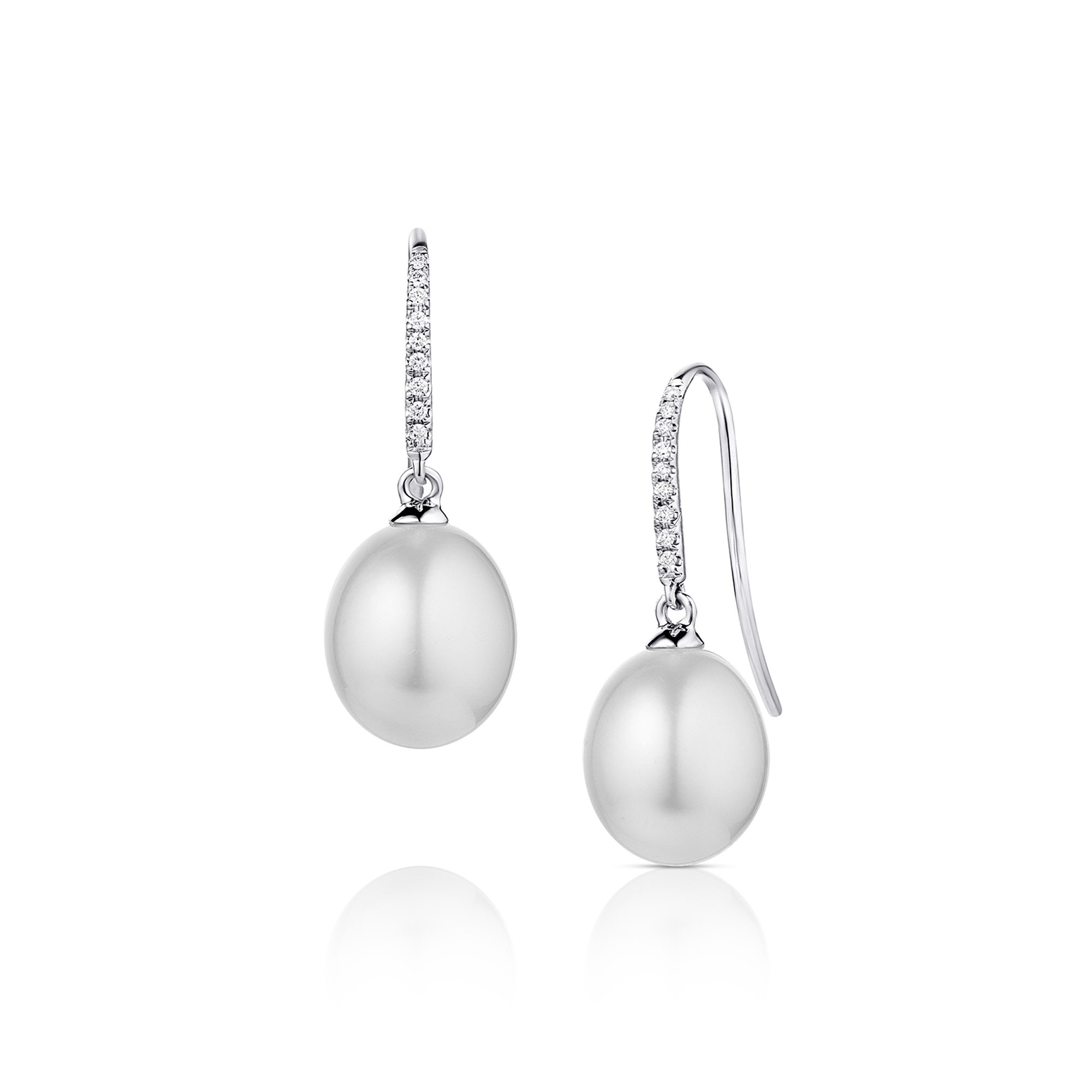 White South Sea Drop Pearl Shepherd Hook Earrings - Baggins J.