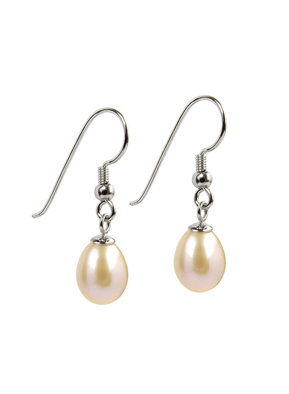 Sterling Silver Dangle Earrings with Peach Freshwater Pearls