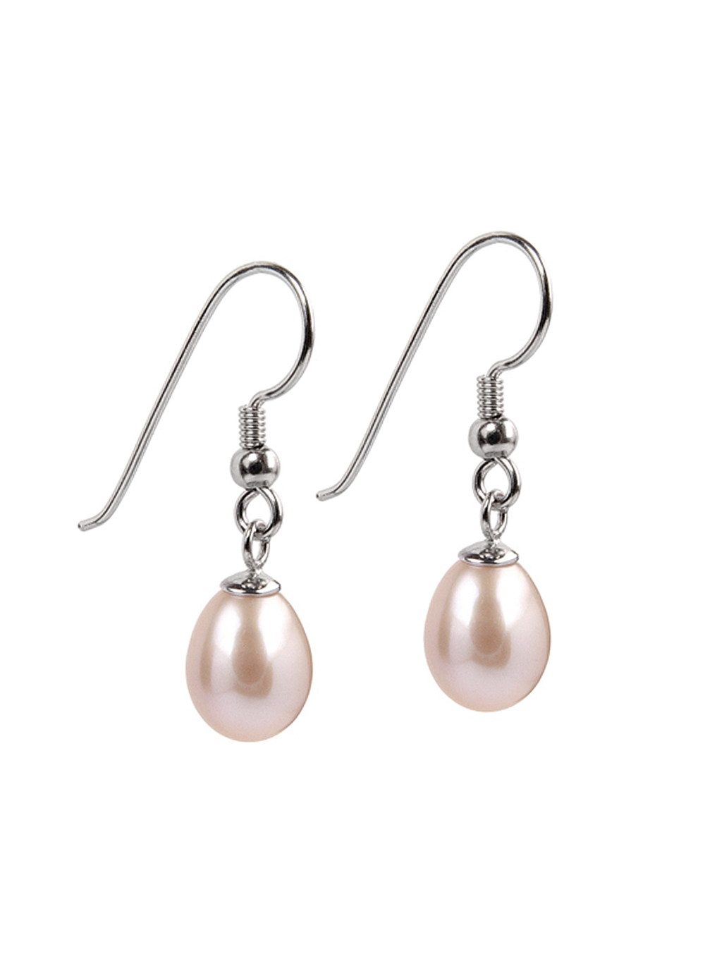 Sterling Silver Dangle Earrings with Pink Freshwater Pearls