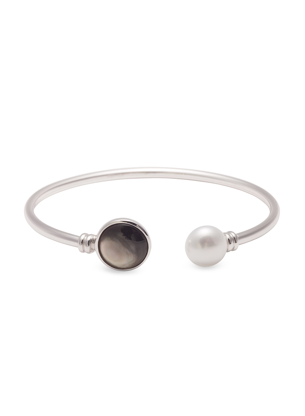 Silver Pearl Bangle Bracelet - The Diamond Shop