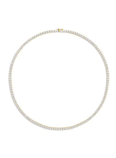 Clustered Tennis Necklace in Yellow Gold - The Jewelry Plug