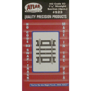 Atlas HO 523 Code 83 1.5" Straight Track (4) Atlas HO 523 Code 83 1.5" Straight Track (4)