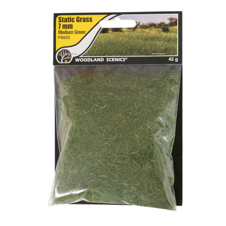 Woodland Scenics FS622 Static Grass, Medium Green (7mm)