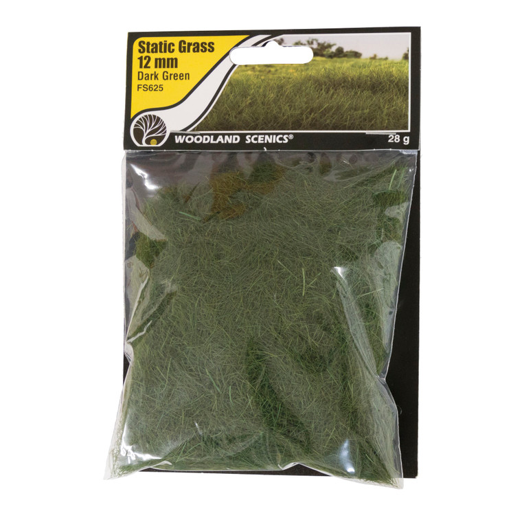 Woodland Scenics FS625 Static Grass, Dark Green (12mm)