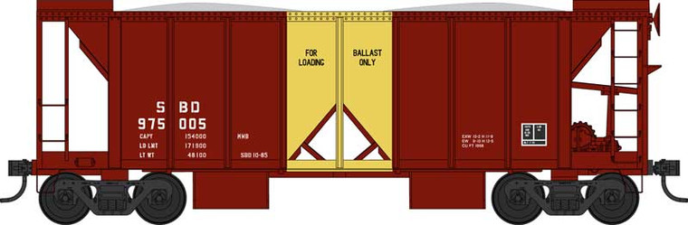 Bowser HO 43126 70 Ton 2 Ballast Car with Side Chutes, Seaboard, #975008