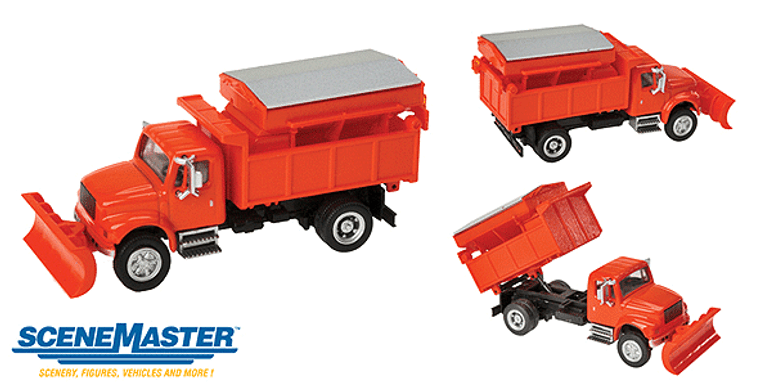 Walthers SceneMaster HO 949-11793 International 4900 Dump Truck With Snow Plow And Salt Spreader