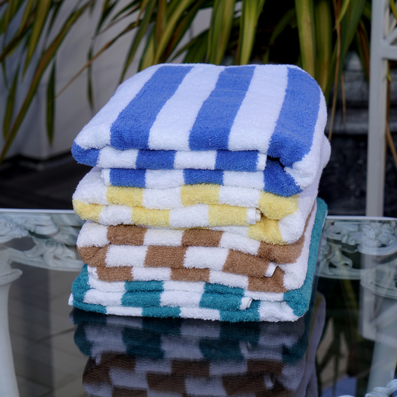 Luxury Pool Towels 100/% Cotton Beach Towel Soft Stripe Swimming Bath Sheet Pack