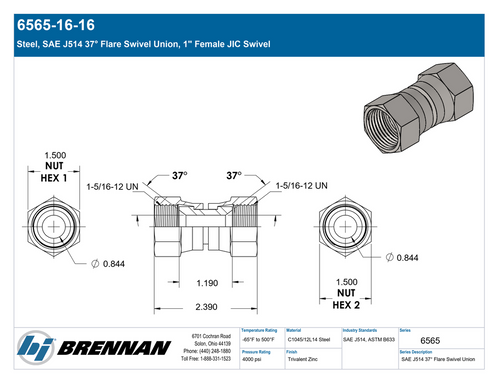 6565-16-16 | Swivel Union | Brennan