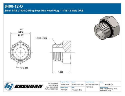 6408-12-O | Plug | Brennan