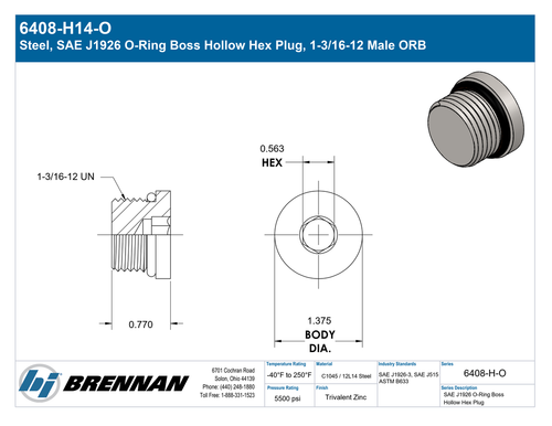 6408-H14-O | Plug | Brennan