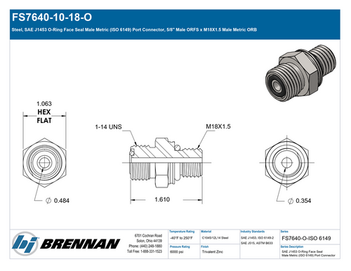 FS7640-10-18-O | Male Connector | Brennan