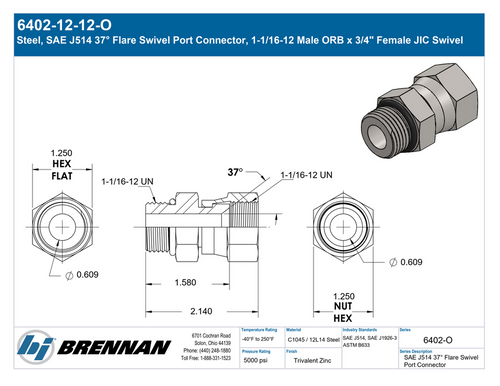 6402-12-12-O | Swivel Connector | Brennan