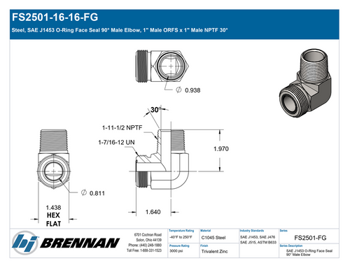 FS2501-16-16-FG | Male Elbow | Brennan