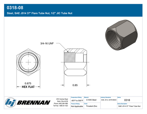 0318-08 | Tube Nut | Brennan