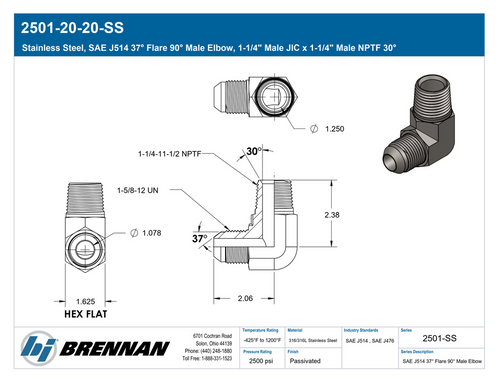 2501-20-20-SS | Male Elbow | Brennan