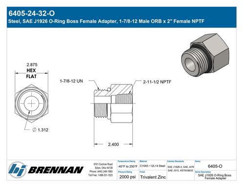 6405-24-32-O | Female Adapter | Brennan