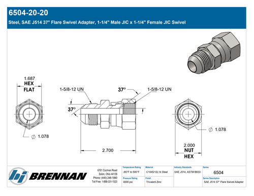 6504-20-20 | Swivel Adapter | Brennan