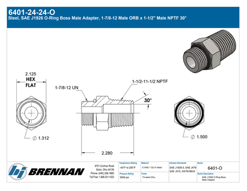 6401-24-24-O | Adapter Nipple | Brennan