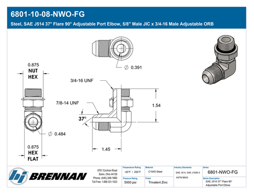6801-10-08-NWO-FG | Adjustable Elbow | Brennan