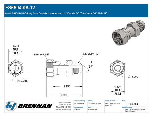 FS6504-08-12 | Swivel Adapter | Brennan
