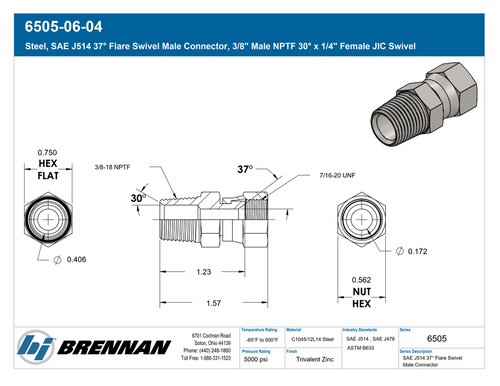 6505-06-04 | Swivel Connector | Brennan
